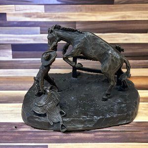 Vintage Philip Kraczkowski - The American West Pewter Statue "Saddle Shy"
